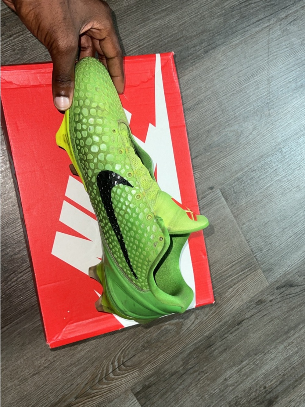 Nike Lime Green Kobe Football Cleat with Black Swoosh